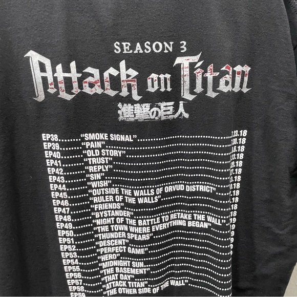 Attack On Titan Ripple Junction Season 3 Promo T-Shirt Adult Size Black Size XL - Picture 7 of 12